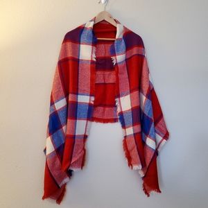 Red Plaid Blanket Scarf